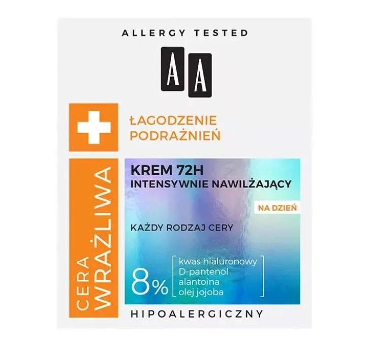 AA Cera Wrażliwa intensywnie nawilżający krem 72h na dzień 50 ml