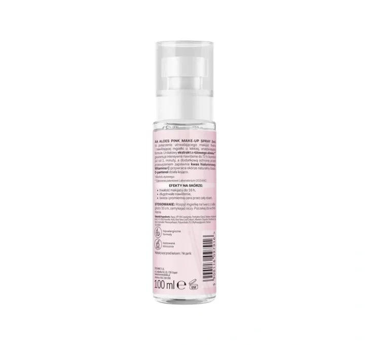 AA Pink Aloes Fixer mgiełka 2w1 do twarzy 100 ml