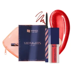 AA Wings Of Color Midnights zestaw prezentowy do makijażu ust konturówka 0,25 g + pomadka 5 ml + kosmetyczka 03 Midnight Red