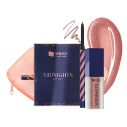 AA Wings Of Color Midnights zestaw prezentowy do makijażu ust konturówka 0,25 g + pomadka 5 ml + kosmetyczka 01 Moon Beige