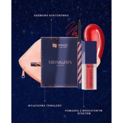 AA Wings Of Color Midnights zestaw prezentowy do makijażu ust konturówka 0,25 g + pomadka 5 ml + kosmetyczka 01 Moon Beige