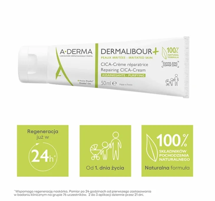 A-Derma Dermalibour+ Cica krem regenerujący do twarzy i ciała 50 ml