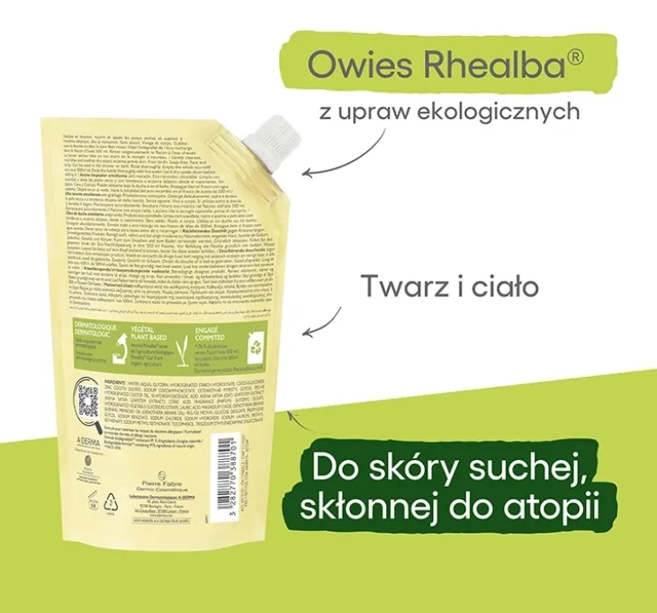 A-Derma Exomega Control olejek emolient pod prysznic przeciw drapaniu Refill 500 ml