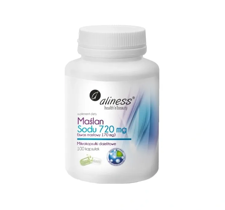 Aliness suplement diety Maślan Sodu 550 mg (kwas masłowy 170 mg) 100 kapsułek