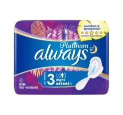 Always Platinum podpaski higieniczne ze skrzydełkami 3 Night 6 sztuk