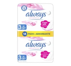 Always Sensitive podpaski higieniczne ze skrzydełkami 3 Night 14 sztuk