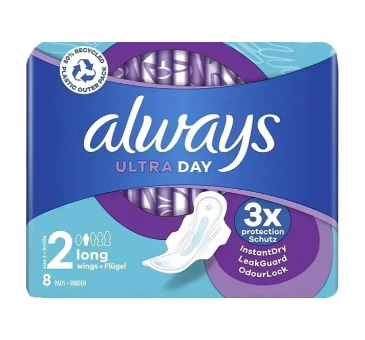 Always Ultra Day podpaski higieniczne ze skrzydełkami 2 Long 8 sztuk