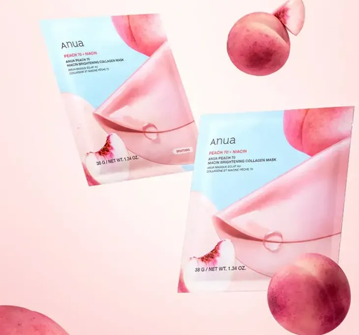 Anua Peach 70 Niacin Brightening Collagen Mask rozjaśniająca maska do twarzy 38 g