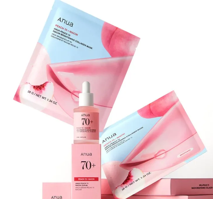 Anua Peach 70 Niacin Brightening Collagen Mask rozjaśniająca maska do twarzy 38 g