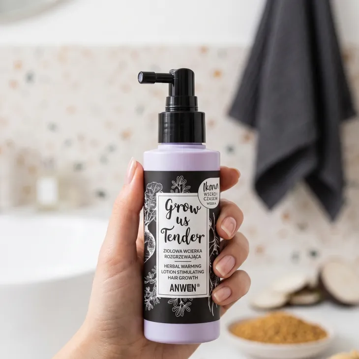 Anwen Grow Us Tender ziołowa wcierka rozgrzewająca do skóry głowy 150 ml