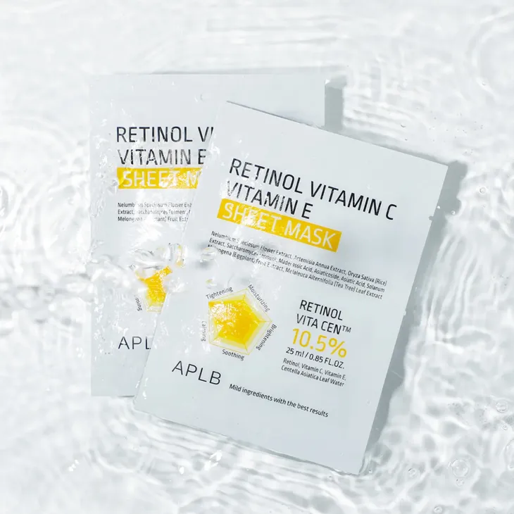 APLB Retinol Vitamin C Vitamin E Sheet Mask maska w płachcie z retinolem i witaminami C i E 25 ml