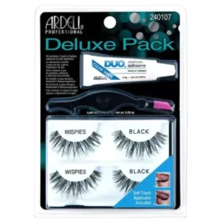 Ardell Deluxe Pack zestaw 2 pary sztucznych rzęs Wispies Black + klej + aplikator