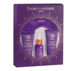 Aurora Dream of Lavender zestaw prezentowy mgiełka do ciała i poduszki 50 ml + balsam do ciała 60 ml + krem do rąk 60 ml + opaska na oczy
