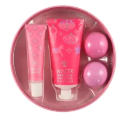 Aurora Lotus Flower zestaw prezentowy balsam do ciała 60 ml + błyszczyk do ust 10 ml + kule musujące do kąpieli 2 x 30 g