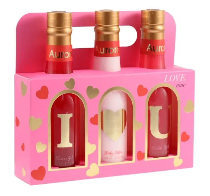 Aurora Love time Passion Fruit zestaw prezentowy żel pod prysznic 150 ml + balsam do ciała 150 ml + piana do kąpieli 150 ml