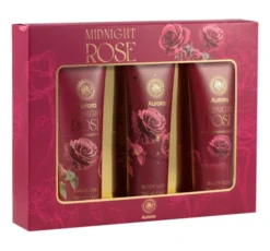 Aurora Midnight Rose zestaw prezentowy peeling do ciała 100 ml + balsam do ciała 100 ml + krem do rąk 100 ml