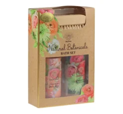 Aurora Natural Botanicals Gardenia zestaw prezentowy żel pod prysznic 150 ml + balsam do ciała 150 ml + szczotka z pumeksem