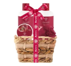 Aurora Pomegranate zestaw prezentowy żel pod prysznic 250 ml + balsam do ciała 250 ml + sól do kąpieli 70 g + gąbka