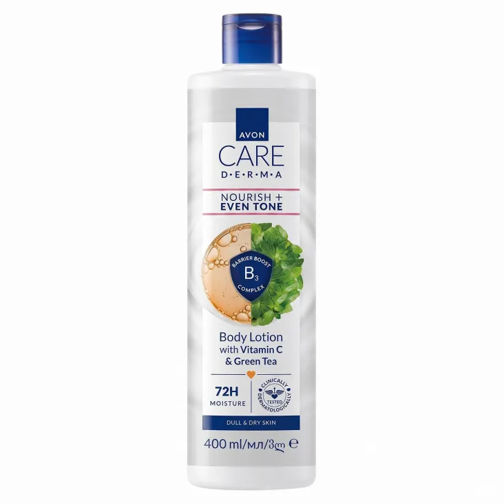 Avon Care Derma balsam do ciała wyrównujący koloryt skóry Vitamin C & Green Tea 400 ml