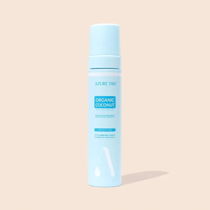 Azure Tan Organic Coconut Self Tan Mousse Medium to Dark samoopalająca pianka do ciała z wodą kokosową baza uniwersalna 200 ml