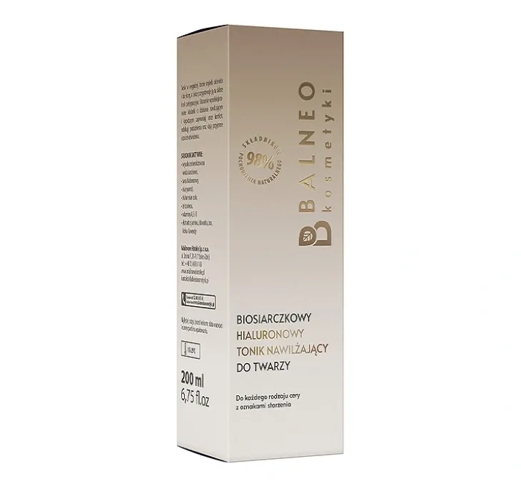 Balneokosmetyki biosiarczkowy tonik hialuronowy w formie mgiełki do twarzy 200 ml