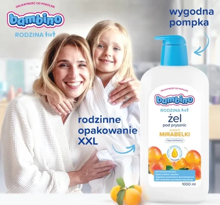 Bambino Rodzina żel pod prysznic hiperdelikatny Mirabelka 1000 ml
