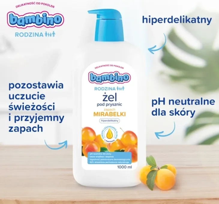 Bambino Rodzina żel pod prysznic hiperdelikatny Mirabelka 1000 ml