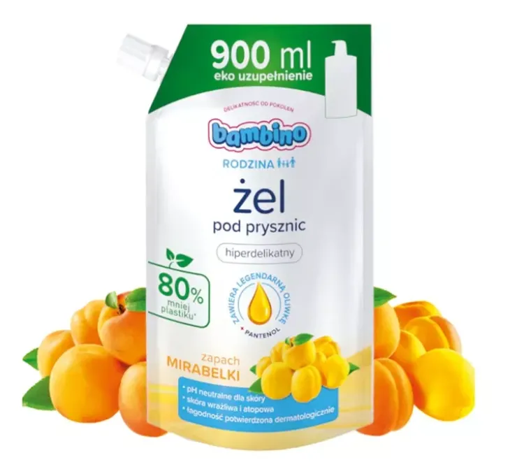 Bambino Rodzina żel pod prysznic hiperdelikatny Mirabelka refill 900 ml