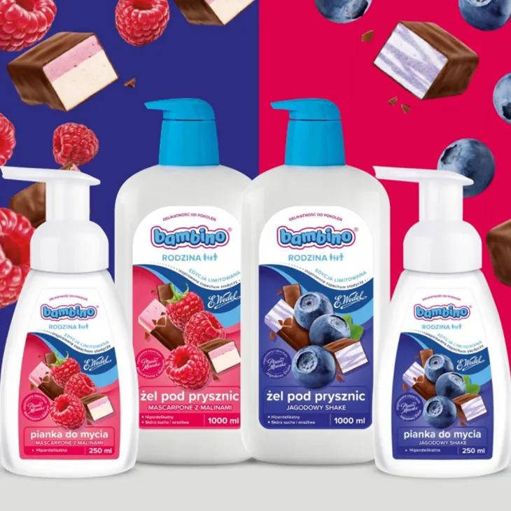 Bambino Rodzina x Wedel żel pod prysznic Mascarpone z Malinami 1000 ml