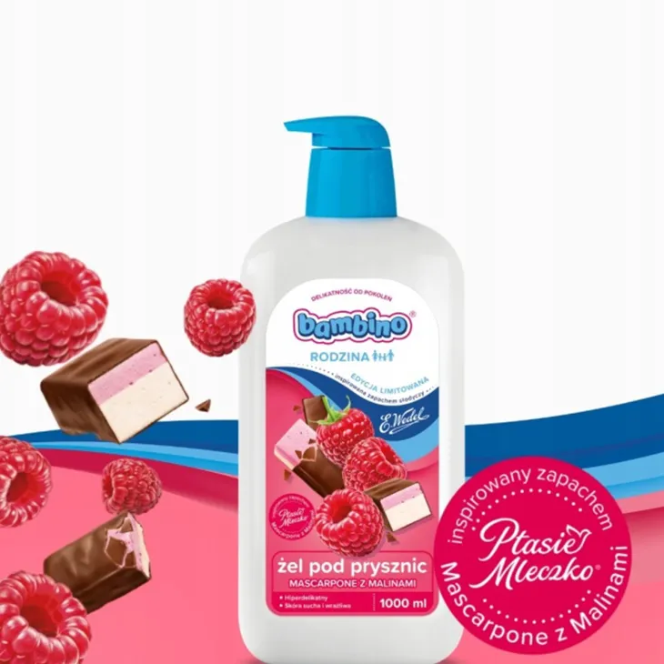 Bambino Rodzina x Wedel żel pod prysznic Mascarpone z Malinami 1000 ml