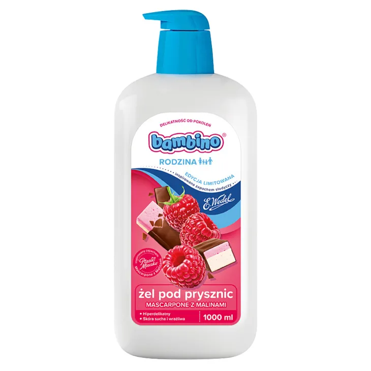 Bambino Rodzina x Wedel żel pod prysznic Mascarpone z Malinami 1000 ml