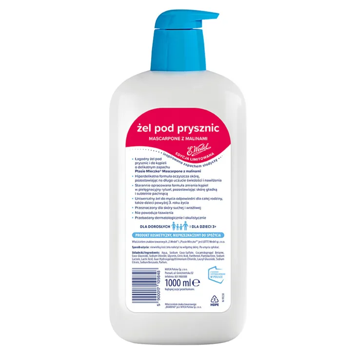Bambino Rodzina x Wedel żel pod prysznic Mascarpone z Malinami 1000 ml
