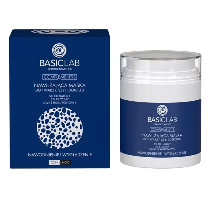 BasicLab Complementis nawilżająca maska do twarzy, szyi i dekoltu Nawodnienie i Wygładzenie 50 ml