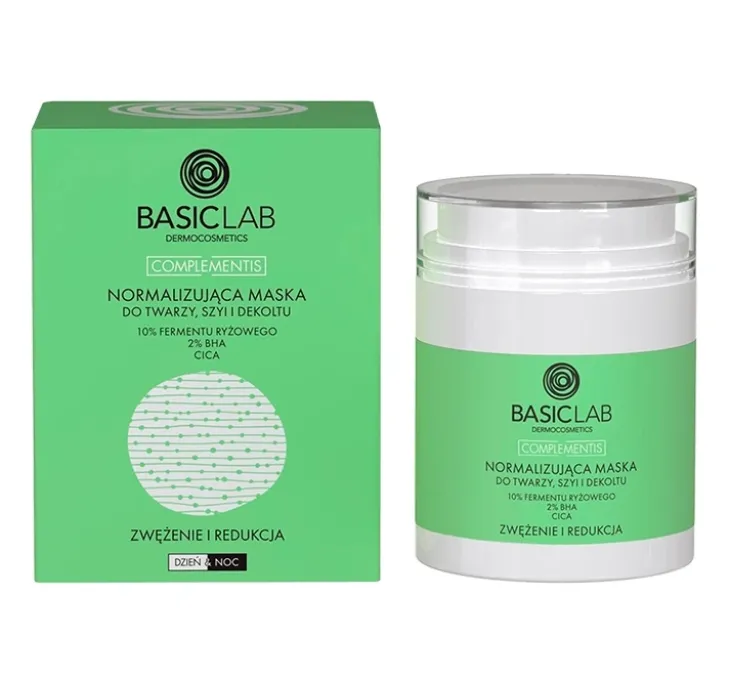 BasicLab Complementis normalizująca maska do twarzy, szyi i dekoltuZwężenie i Redukcja 50 ml