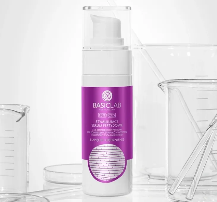 BasicLab Esteticus stymulujące serum peptydowe do twarzy na noc 25% kompleksu peptydów 30 ml