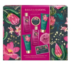 Baylis & Harding Boudoire zestaw prezentowy krem pod prysznic 300 ml + pianka do kąpieli 300 ml + balsam do ciała 130 ml + krem do mycia ciała 130 ml + mydło 100 g + sól do kąpieli100 g + gąbka
