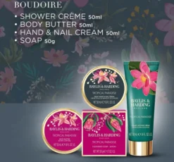 Baylis & Harding Boudoire zestaw prezentowy krem pod prysznic 50 ml + masło do ciała 50 ml + krem do rąk 50 ml + mydło 50 g