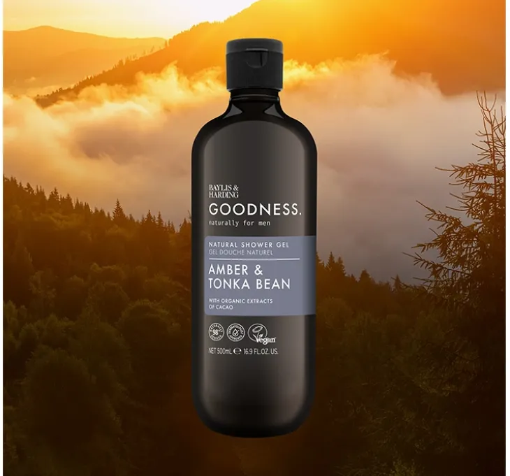 Baylis & Harding Goodness Men's Amber & Tonka Bean żel pod prysznic dla mężczyzn 500 ml