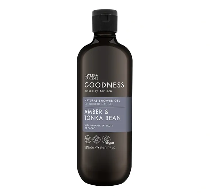 Baylis & Harding Goodness Men's Amber & Tonka Bean żel pod prysznic dla mężczyzn 500 ml