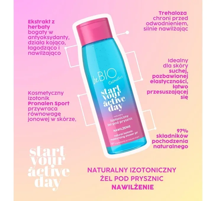 Bebio Start Your Active Day naturalny izotoniczny żel pod prysznic nawilżenie 400 ml