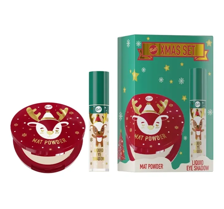 Bell XMAS Set 2 zestaw cień do powiek 01 Dasher 4,8 g + puder matujący 01 Let it Snow 9,5 g