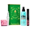 Benefit Cosmetics Extra Glam Infused Premium Looks zestaw tusz do rzęs Fan Fest Hyper Black 8,5 g + utrwalacz do makijażu The POREfessional Super Setter 120 ml + żel do brwi 24hr Brow Setter 7 ml + róż do policzków Crystah Strawberry Pink Blush 2,5 g