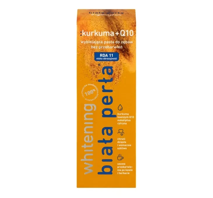 Biała Perła Whitening Kurkuma + Q10 wybielająca pasta do zębów bez przebarwień 75 ml