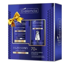 Bielenda Egzosomy Młodości zestaw prezentowy przeciwzmarszczkowy krem do twarzy 70+ 50 ml + liftingujący krem pod oczy 15 ml