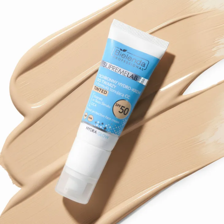 Bielenda Professional Supremelab Hydra Glow ochronny hydro-krem do twarzy z formułą tonującą CC SPF50 40 ml