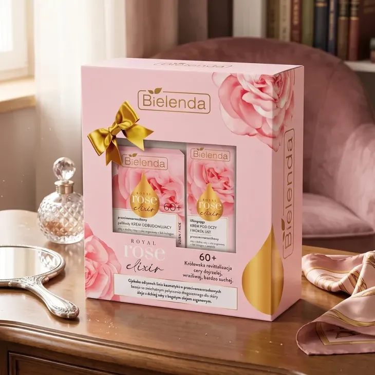 Bielenda Royal Rose Elixir zestaw prezentowy krem do twarzy 60+ 50 ml + krem pod oczy i wokół ust 15 ml