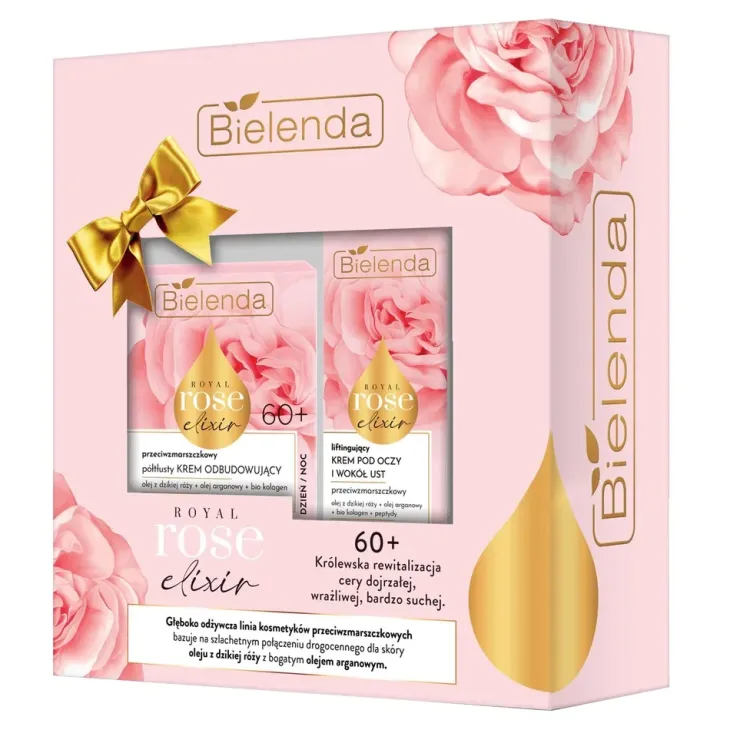Bielenda Royal Rose Elixir zestaw prezentowy krem do twarzy 60+ 50 ml + krem pod oczy i wokół ust 15 ml