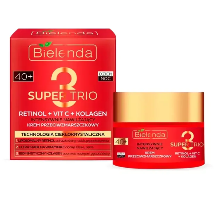 Bielenda Super Trio intensywnie nawilżający krem przeciwzmarszczkowy na dzień i na noc 40+ 50 ml