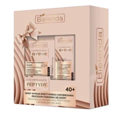 Bielenda Ujędrniające Peptydy zestaw prezentowy przeciwzmarszczkowy krem na dzień i na noc 40+ 50 ml + rozświetlający krem pod oczy i na powieki 15 ml