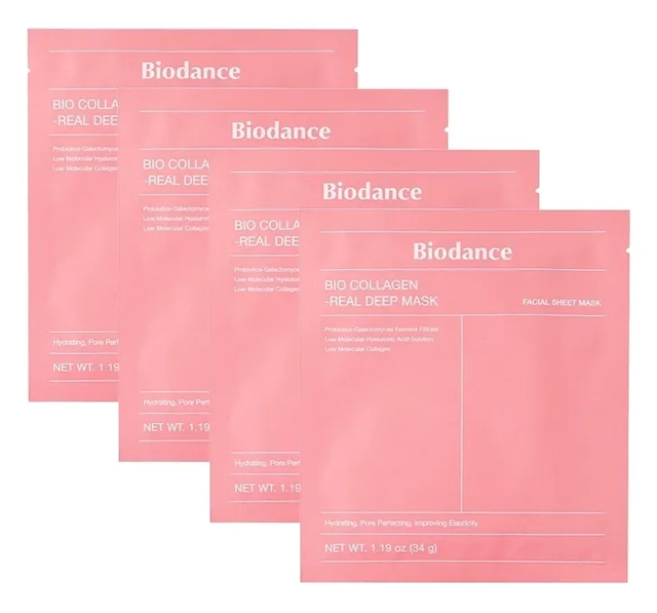 Biodance Bio Collagen Real Deep Mask zestaw kolagenowych maseczek w płachcie 4 x 34 g